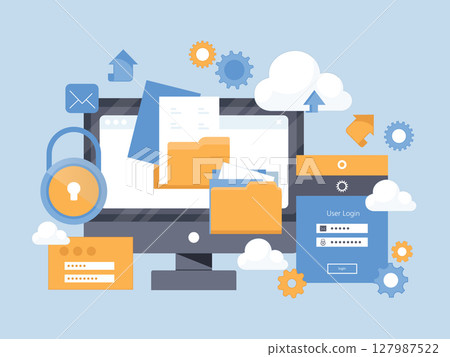 cloud, vector, data 127987522