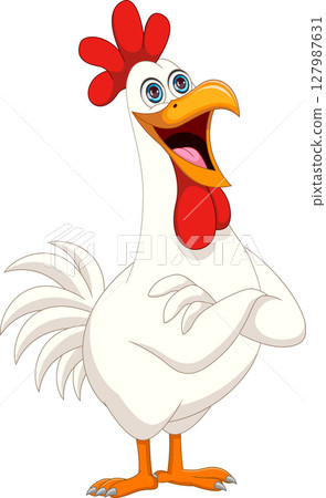 cute rooster cartoon 127987631