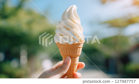 Vanilla ice cream under the summer sky 127987757