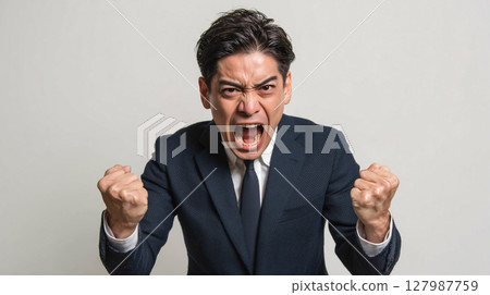 Japanese Exploding Face Studio facial expression of a Japanese male... - Stock Illustration ...