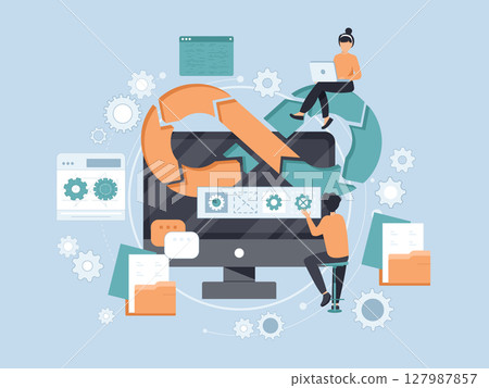 engineer, programming, vector 127987857