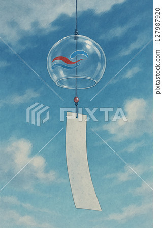 玻璃風鈴在藍天中搖曳 玻璃風鈴在藍天中搖曳 127987920