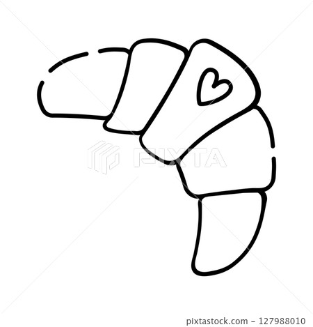 Croissant, black line vector illustration 127988010
