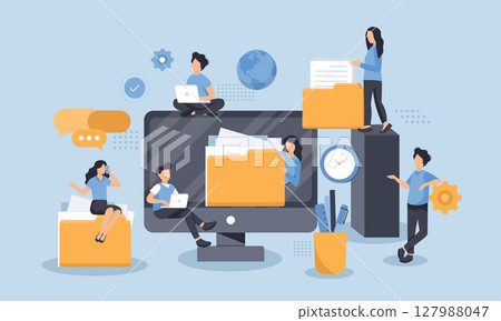 file, isometric, people 127988047