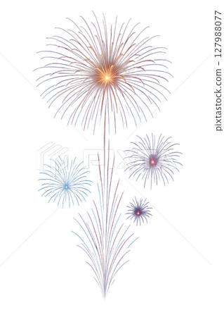 Cutout of fireworks blooming in the night sky Cutout of fireworks blooming in the night sky 127988077