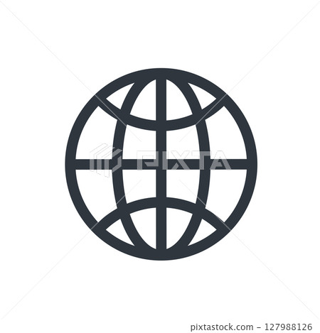 Go to web symbol icon vector illustration. Globe vector black and white simple icon Go to web symbol icon vector illustration. Globe vector black and white simple icon 127988126