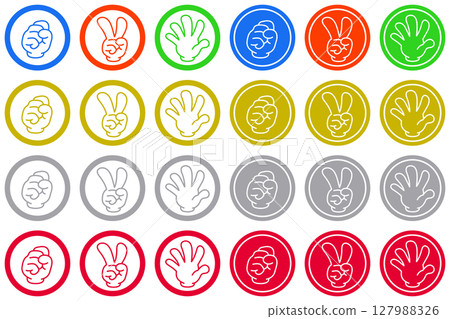 Janken round stamp material 2 types 4 patterns color set Janken round stamp material 2 types 4 patterns color set 127988326