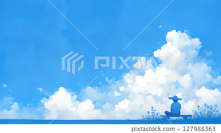 Clear blue sky and students 127988363