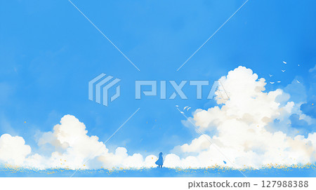 湛藍的天空和學生 湛藍的天空和學生 127988388