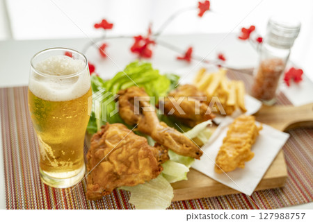Fried chicken with beer 127988757