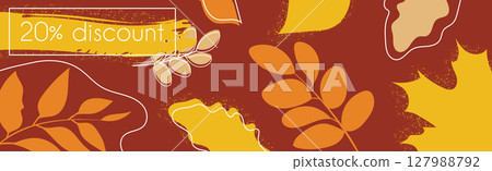 20 percent big autumn discounts, web ad banner - Vector 127988792