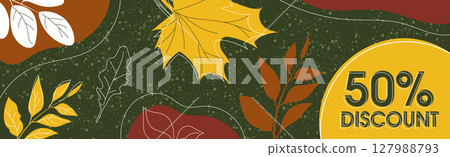50 percent big autumn discounts, web ad banner - Vector 50 percent big autumn discounts, web ad banner - Vector 127988793