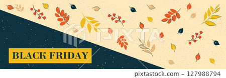Black Friday big autumn discounts, web ad banner - Vector Black Friday big autumn discounts, web ad banner - Vector 127988794