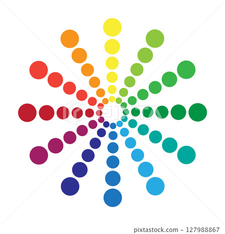 Circular palette of all colors of the rainbow on a white background - Vector 127988867