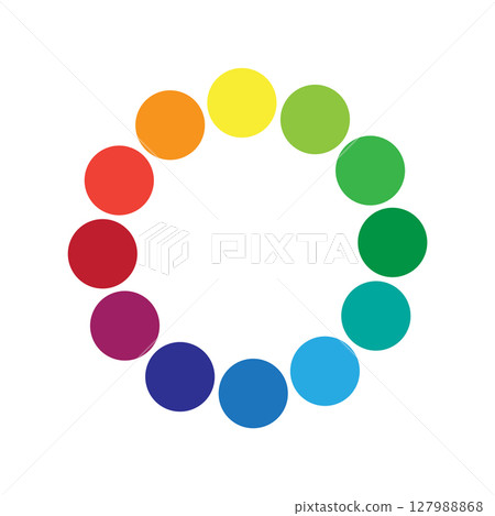 Circular palette of all colors of the rainbow on a white background - Vector 127988868