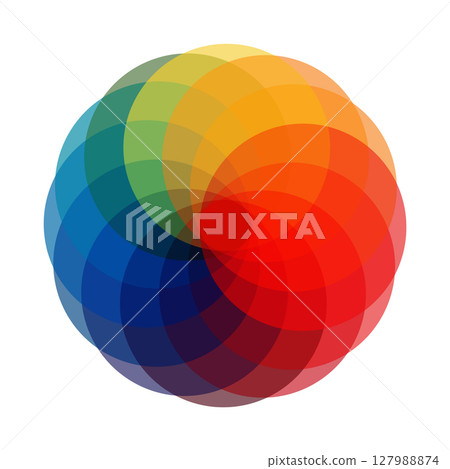 Circular palette of all colors of the rainbow on a white background - Vector 127988874