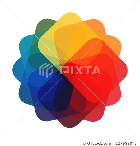 Circular palette of all colors of the rainbow on a white background - Vector 127988875