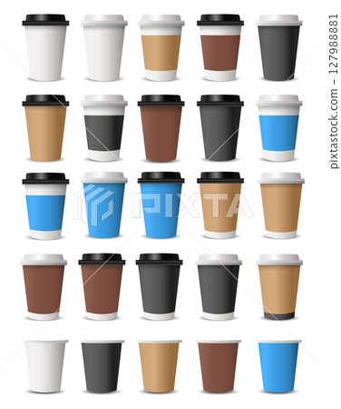 Realistic cups for coffee and tea on a white background - Vector Realistic cups for coffee and tea on a white background - Vector 127988881