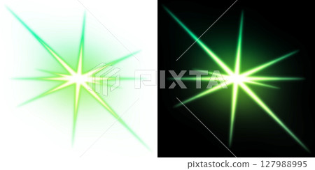 透明黑色背景上爆發的綠色星光 127988995