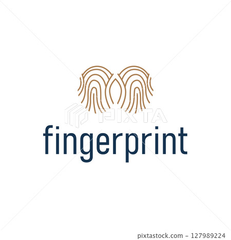Simple and elegant modern identity fingerprint logo technology design for business branding 127989224