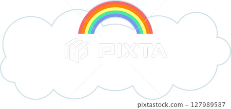 可愛的彩虹和雲插圖素材 | 彩虹，雲，天空，零件，色彩繽紛 127989587