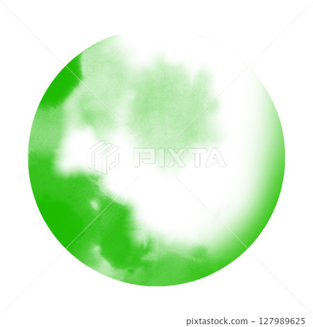 Simple green circle frame, hand-drawn watercolor illustration material, blurred transparency png 127989625