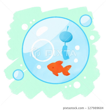 A cool summer | Scenery of a goldfish bowl and wind chimes A cool summer | Scenery of a goldfish bowl and wind chimes 127989684