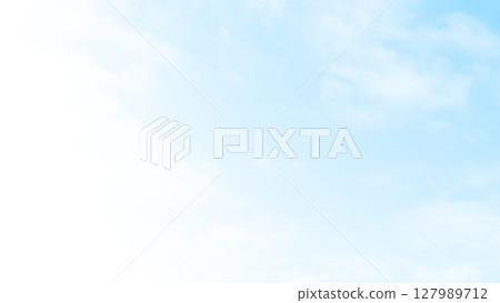 A refreshing background image of an illustrated summer sky and clouds. Copy space. Horizontal. June. 127989712