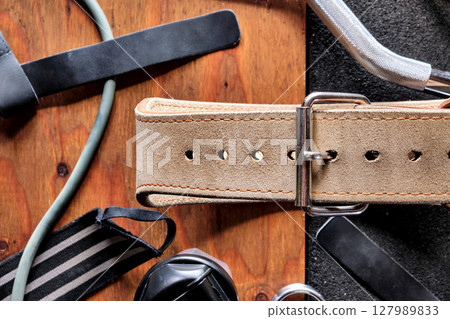 Training belt on platform Training belt on platform 127989833