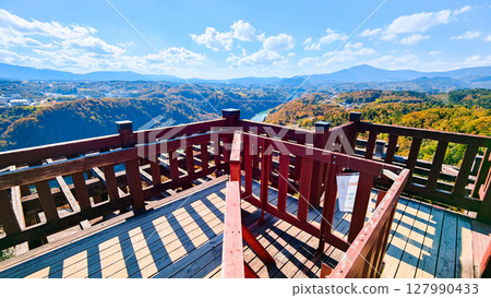 苗木城跡(秋季):天守閣觀景台 苗木城跡(秋季):天守閣觀景台 127990433