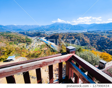 Naegi Castle Ruins (Autumn): View from the castle tower observation deck 127990434