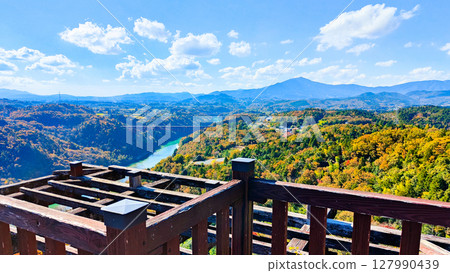 Naegi Castle Ruins (Autumn): View from the castle tower observation deck 127990439