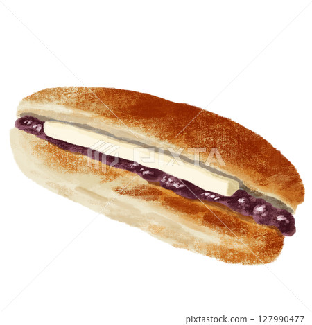 水彩豆沙奶油三明治 127990477