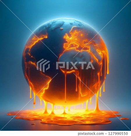 Burning and smokey Earth Concept for Global Warming and Climate Crisis Visualization with Generative AI. 127990550