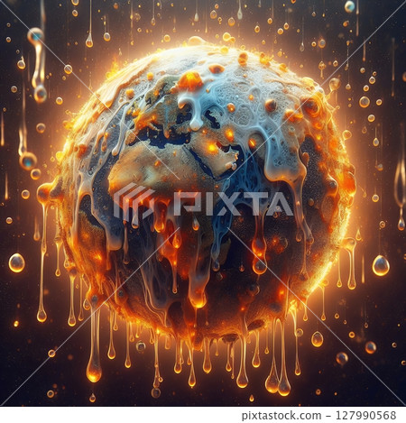 Melting Earth Concept for Global Warming and Climate Crisis Visualization with Generative AI. Melting Earth Concept for Global Warming and Climate Crisis Visualization with Generative AI. 127990568