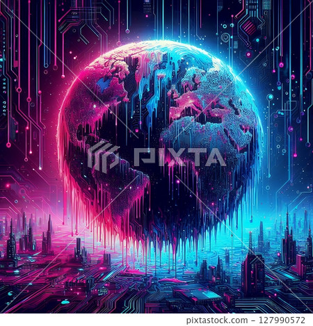Melting Earth Concept for Global Warming and Climate Crisis Visualization with Generative AI. Melting Earth Concept for Global Warming and Climate Crisis Visualization with Generative AI. 127990572