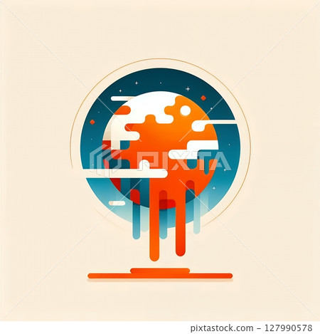 Melting Earth Concept for Global Warming and Climate Crisis Visualization with Generative AI. 127990578