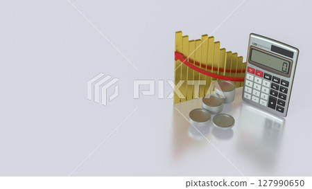 The Calculator and coins for Business concept 3d Rendering. 127990650