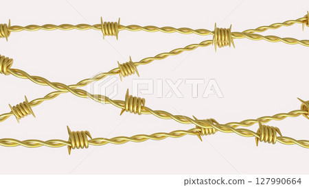 The Gold barbed wire for war concept 3d Rendering. The Gold barbed wire for war concept 3d Rendering. 127990664