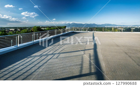 A rooftop with a blue sky A rooftop with a blue sky 127990688