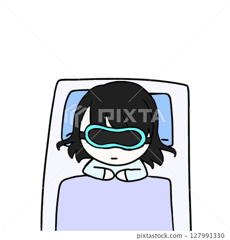 Woman sleeping on a futon with an eye mask Woman sleeping on a futon with an eye mask 127991330
