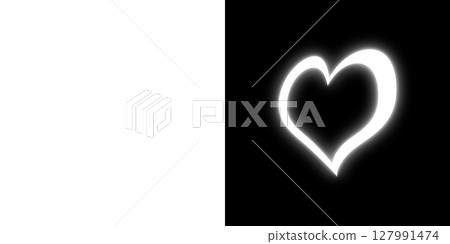 白色發光心形（透明黑色背景） 127991474