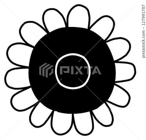 Simple monochrome sunflower illustration 127991787