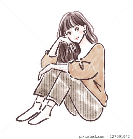 婦女和女孩插畫素材 127991942