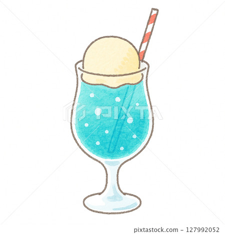 用水彩繪製的奶油蘇打水插圖素材 127992052