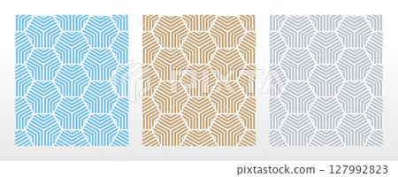 Set of abstract geometric patterns. Seamless vector backgrounds. Colored ornaments Graphic modern patterns Simple lattice graphic design Set of abstract geometric patterns. Seamless vector backgrounds. Colored ornaments Graphic modern patterns Simple lattice graphic design 127992823
