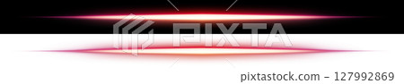 Red-pink horizontal luminous flare (black and transparent background) 127992869
