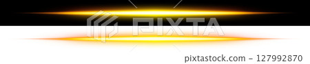 Orange yellow horizontal luminous flare (black and transparent background) 127992870