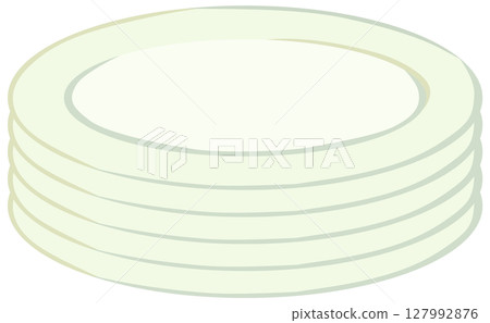 5層白色平盤餐具向量素材 127992876