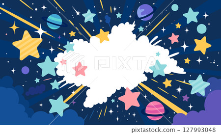 色彩鮮豔、流行的空間背景框架插圖 127993048